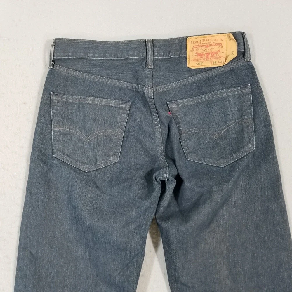 Levi's 501 jeans men's 32x34 original button fly straight blue denim pants retro